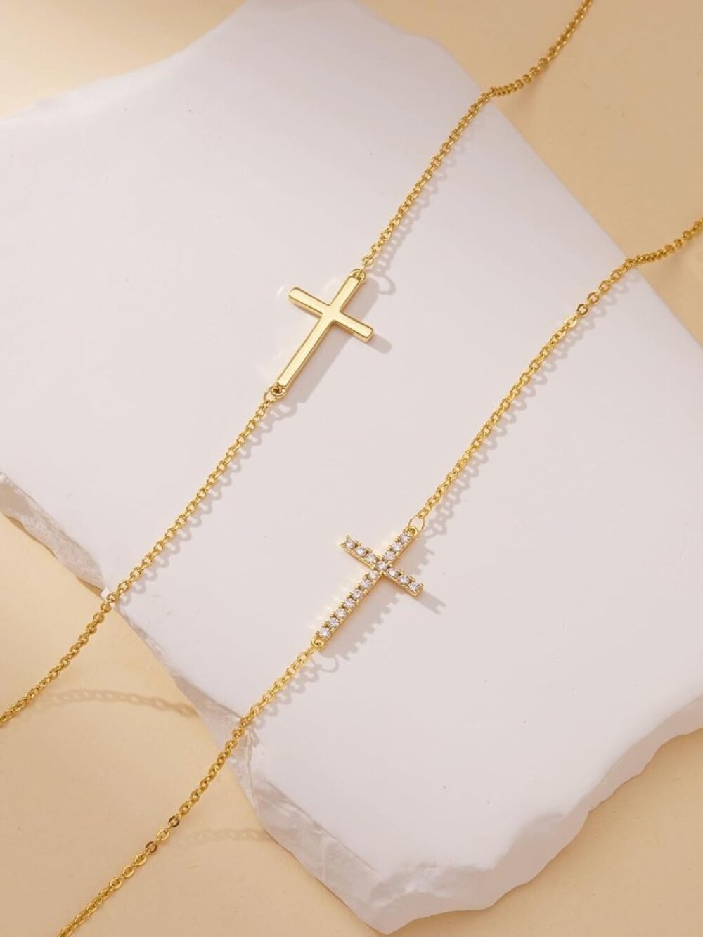 Cross Necklace for Women Teen Girls, Dainty 14K Gold Silver Plated Cross Choker - Picture 6 of 9
